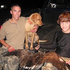 My brother, Macy and I with our goose