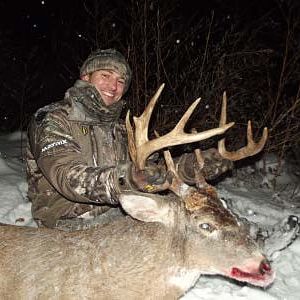 Collin Mann kills a stud of a Whitetail in Western Iowa! This buck started to walk away, a few grunts and a snort wheeze and this buck comes in lookin