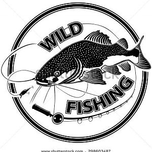 stock vector vector illustration of catfish with fishing rod vector illustration can be used for creating logo 298603487
