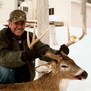 My dad's 120" 5 point, buck was aged at 6 1/2 years old, both brows were broken, woulda been cool to see what he looked like the year before.