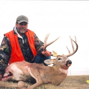Another of my dad's nice Iowa bucks, 162" ten point shot during the late muzzleloader season