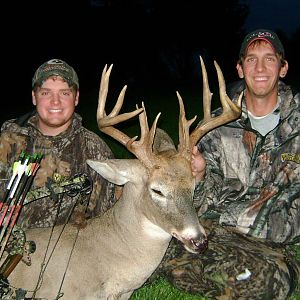Seth and I with his 2009 159 6/8 17 pointer taken during opening day of Iowa's Archery Season