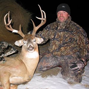 cold hunt, he was wounded and limping when he went past so I put him out of his misery before the coyotes did.