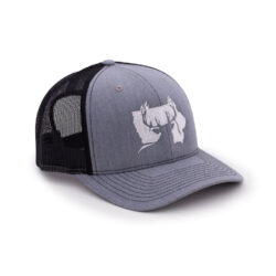 gray and black mesh back ball cap with gray bill - branded iowawhitetail.com